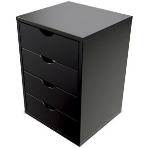 ABC MEUBLES Caisson 4 tiroirs bois massif - - Noir - / - Noir