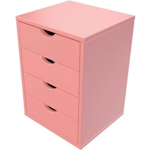 ABC MEUBLES Caisson 4 tiroirs bois massif - - Rose Pastel - / - Rose Pastel