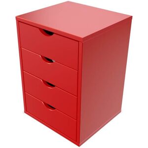 ABC MEUBLES Caisson 4 tiroirs bois massif - - Rouge - / - Rouge