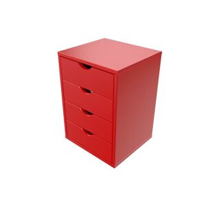 ABC MEUBLES Caisson 4 tiroirs bois massif - - Rouge