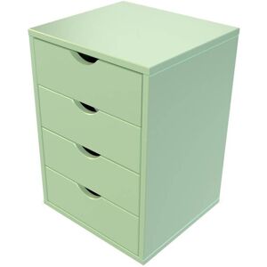 ABC MEUBLES Caisson 4 tiroirs bois massif - - Vert Pastel - / - Vert Pastel