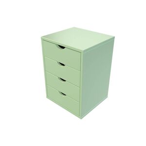 ABC MEUBLES Caisson 4 tiroirs bois massif - - Vert Pastel