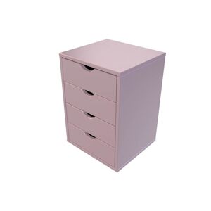 ABC MEUBLES Caisson 4 tiroirs bois massif - - Violet Pastel