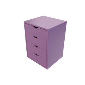 ABC MEUBLES Caisson 4 tiroirs bois massif - - Lilas