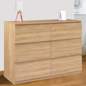 ID MARKET Commode 6 tiroirs TOMI 110 cm bois façon hêtre - Publicité