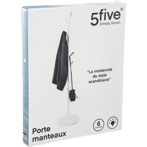 5 FIVE SIMPLY SMART Porte-manteaux en Bois et Metal Blanc 6 Pateres H 175.5 cm