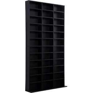 HOMCOM Étagere rangement CD/DVD meuble de rangement pour 1116 CDs 33 compartiments reglables en hauteur 102 x 24 x 195 cm noir