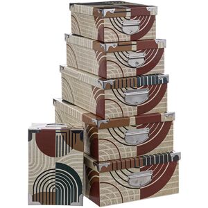 5 FIVE SIMPLY SMART Lot de 6 Boîtes de rangement avec poignees et coins en metal deco Abstrait