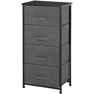 HOMCOM Meuble de rangement 4 tiroirs chiffonnier dim. 45L x 30l x 92H cm métal MDF non tissé noir - Publicité