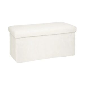 ATMOSPHERA Pouf et Coffre de rangement en bois et Fourrure Blanche 76 x 38 cm - Publicité