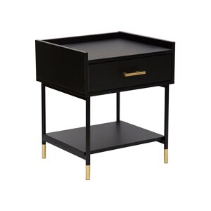 ATMOSPHERA Table d'appoint Table de chevet 1 tiroir en Bois noir et Métal H 53 cm - Publicité