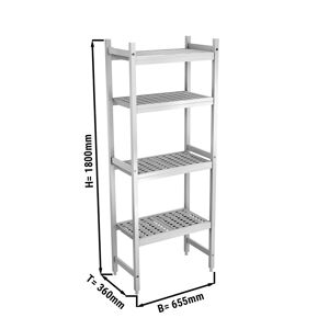 GGM GASTRO - Rayonnage à clayettes aluminium - 655 x 1800 mm