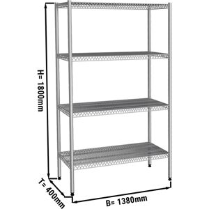 GGM GASTRO - Etagère en inox - 1400x400mm - avec 4 étagères en fil métallique (FEST)