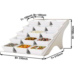 GGM GASTRO - Etagère / Présentoir à buffet - Chrome - incl. 15 coupes en mélamine - rectangulaire