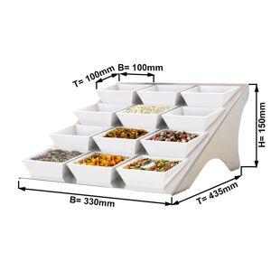 GGM GASTRO - Etagère / Support de buffet - Chrome - incl. 12 coupes en mélamine - Rectangulaire