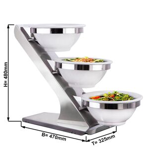 GGM GASTRO - Etagère / Support de buffet - Chrome - incl. 3 coupes en mélamine Ø 260mm