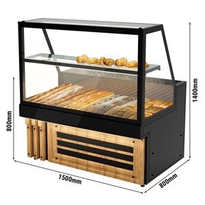 GGM Gastro - Comptoir à pain OSLO - 1500mm - Façade bois - 1 étagère Noir / Marron - Publicité