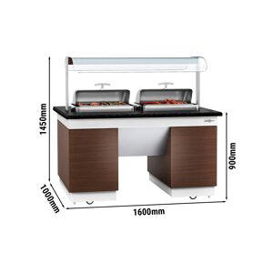 GGM GASTRO - Comptoir buffet - avec 2 chafing dishes & roulettes - 1600mm