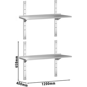 GGM GASTRO - Tablettes murales PREMIUM - 1200x400mm - avec 2 étagères