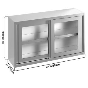 GGM GASTRO - Armoire murale en inox - 1200x400mm - avec porte coulissante en verre - hauteur 800mm