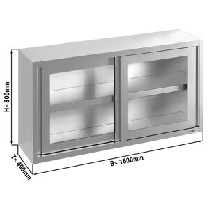 GGM GASTRO - Armoire murale en inox - 1600x400mm - avec porte coulissante en verre - hauteur 800mm