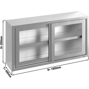 GGM GASTRO - Armoire murale en inox - 1800x400mm - avec porte coulissante en verre - hauteur 800mm