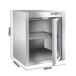 GGM GASTRO - Armoire murale en inox - 600x400mm - avec porte battante en verre - hauteur 650mm