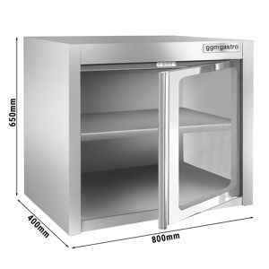 GGM GASTRO - Armoire murale en inox - 800x400mm - avec porte battante en verre - hauteur 650mm