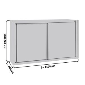 GGM GASTRO - Armoire murale en inox ECO - 1400x400mm - avec porte coulissante hauteur 1000mm