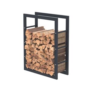 Bc-elec - HHWPF0017 Rangement à bois en acier noir 80x60x25CM, rack pour bois de chauffage, range-bûches - Publicité