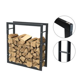 Bc-elec - HHWPF0024 Rangement à bois en acier noir 80x100x25CM, rack pour bois de chauffage, range-bûches - Publicité