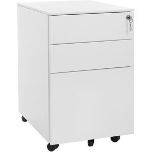 Bc-elec - PCP390-1W Caisson mobile a tiroirs en acier armoire de bureau chariot mobile caisson a roulettes blanc