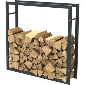 - HHWPF0011 Rangement à bois en acier noir 100x100x25CM, rack pour bois de chauffage, range-bûches