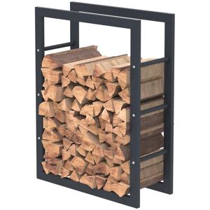 - HHWPF0017 Rangement à bois en acier noir 80x60x25CM, rack pour bois de chauffage, range-bûches