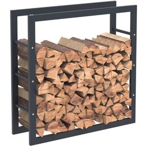 - HHWPF0020 Rangement à bois en acier noir 80x80x25CM, rack pour bois de chauffage, range-bûches