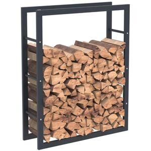 - HHWPF0021 Rangement à bois en acier noir 100x80x25CM, rack pour bois de chauffage, range-bûches