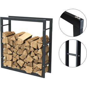 - HHWPF0024 Rangement à bois en acier noir 80x100x25CM, rack pour bois de chauffage, range-bûches