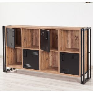 Wooden Art - Buffet 4 portes cosmo matrix pin/noir - 164x89x35 cm PinNoir - Publicité