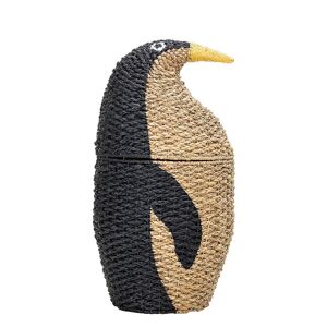 Bloomingville - Panier de rangement pingouin, Ø 37 x H 69 cm, naturel / noir