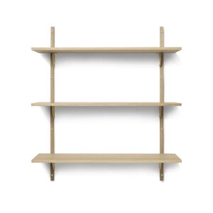 ferm LIVING - Etagère murale secteur triple, 87 cm, chêne / laiton