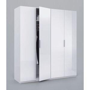 Pegane - Armoire avec 4 portes coloris blanc en bois - Dim : H200 x L180 x P52 cm - Publicité