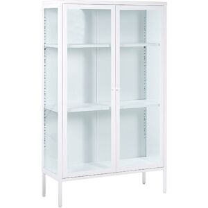 BELIANI Armoire Blanche en Acier et Verre 150 x 90 x 35 cm avec Vitrine Industriel Nash - Blanc - Publicité