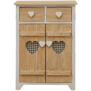 MOBILI REBECCA Armoire Commode 2 Tiroirs 2 Porte Bois Clair Blanc Vintage Retro 70x51x30 - Publicité