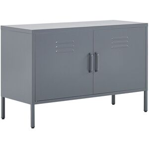 Buffet Moderne Industriel en Acier Gris Durable et Design avec 2 Portes Beliani Gris - Publicité