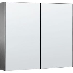 BELIANI Armoire de Toilette 2 Portes 80 x 70 cm Rangement 2 Etagères Miroirs Suspendu Noir Navarra - Publicité