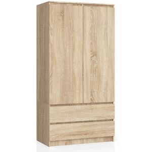 Armoire Akord S90 Chêne Sonoma 90 cm 2 portes 2 tiroirs façade Chêne Sonoma 4 étagères 90x51x180 cm - Publicité