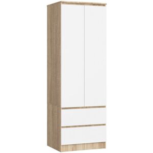 Armoire Akord S60 Chêne Sonoma 60 cm 2 portes 2 tiroirs façade Blanche 1 étagère 60x51x180 cm - Publicité