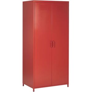 Beliani - Armoire Moderne Industrielle en Acier Rouge Chromé 4 Compartiments 171 cm de Hauteur Rouge - Publicité