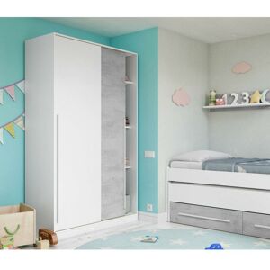 Pegane - Armoire moderne avec 2 portes coulissantes, Armoire de chambre à coucher avec 3 étagères et tringle à vêtements, Cm 120x50h200, Couleur - Publicité