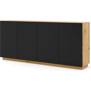 Bim Furniture - aura meuble tiroir tv salon 198x41x89cm chêne noir mat - Publicité